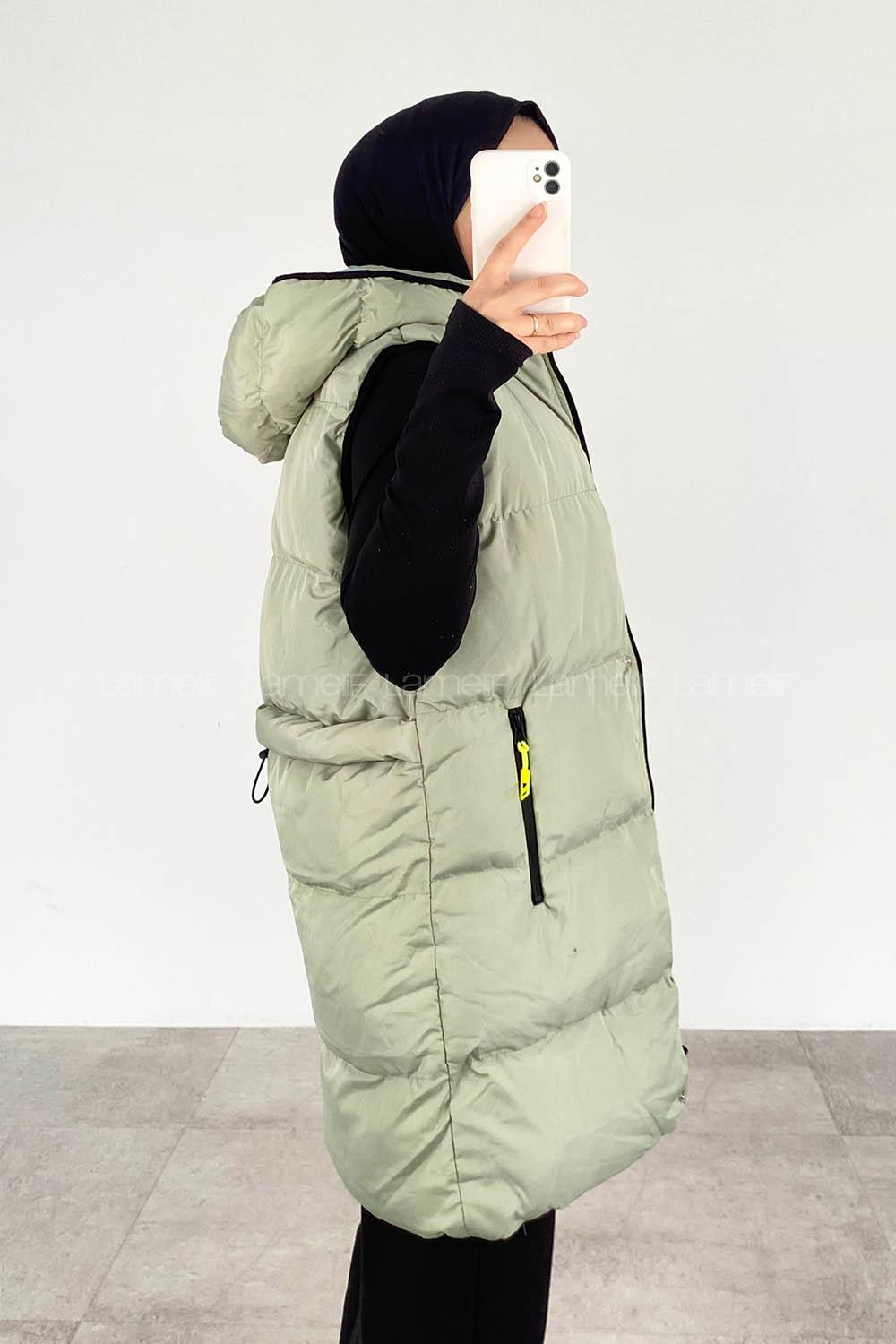 Modalamelif Arkası Lastikli Şişme Yelek Mint Yeşili