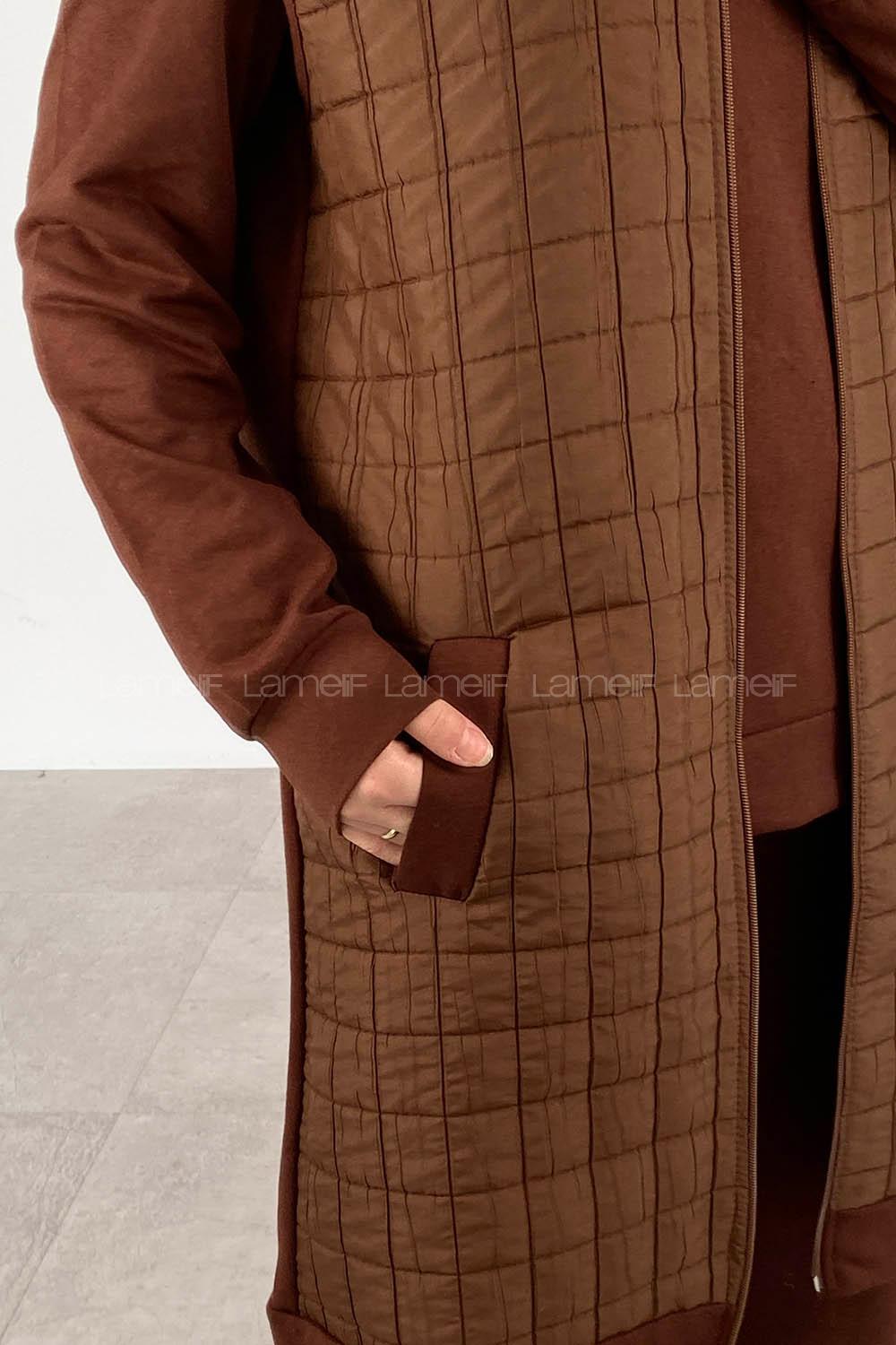 Brown Hood Neck Long Arm With Zipper Cotton Two Threads Regular Trousers Comfortable Suit