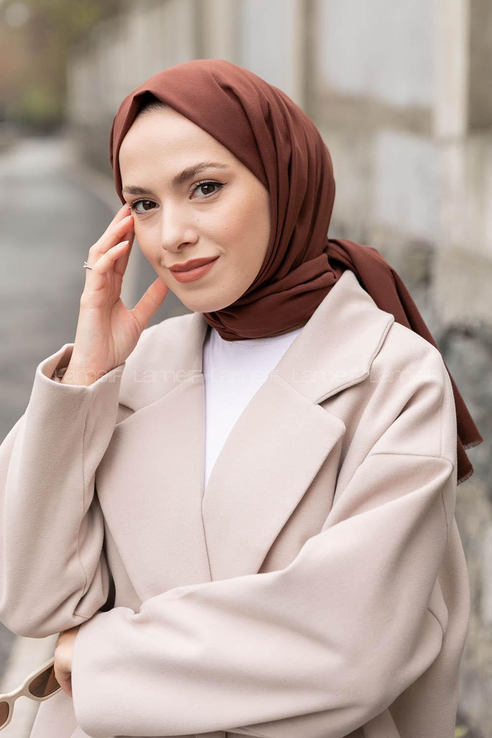 Lamelif Bakır Kahve Keten Şal