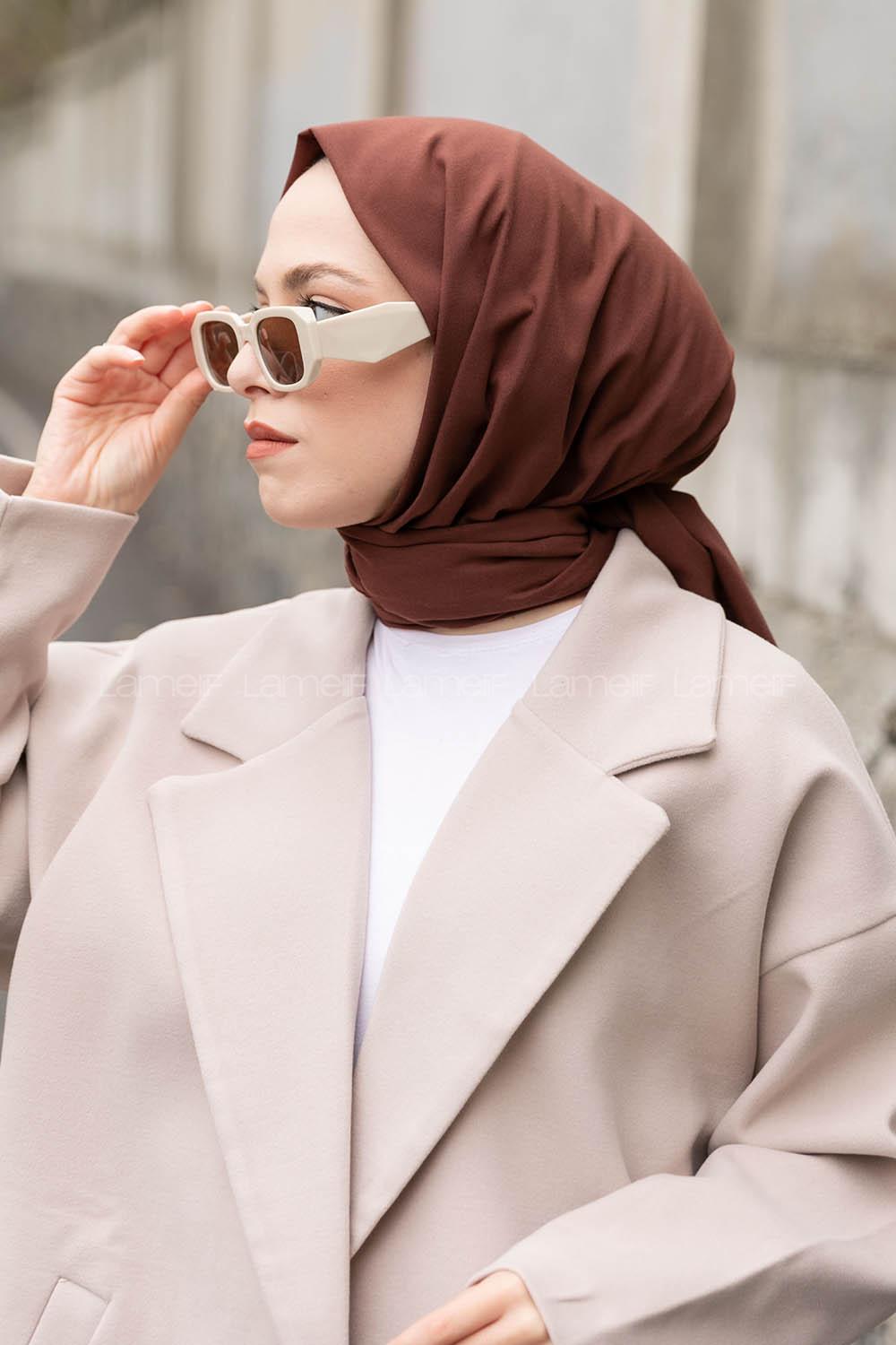 Lamelif Bakır Kahve Keten Şal