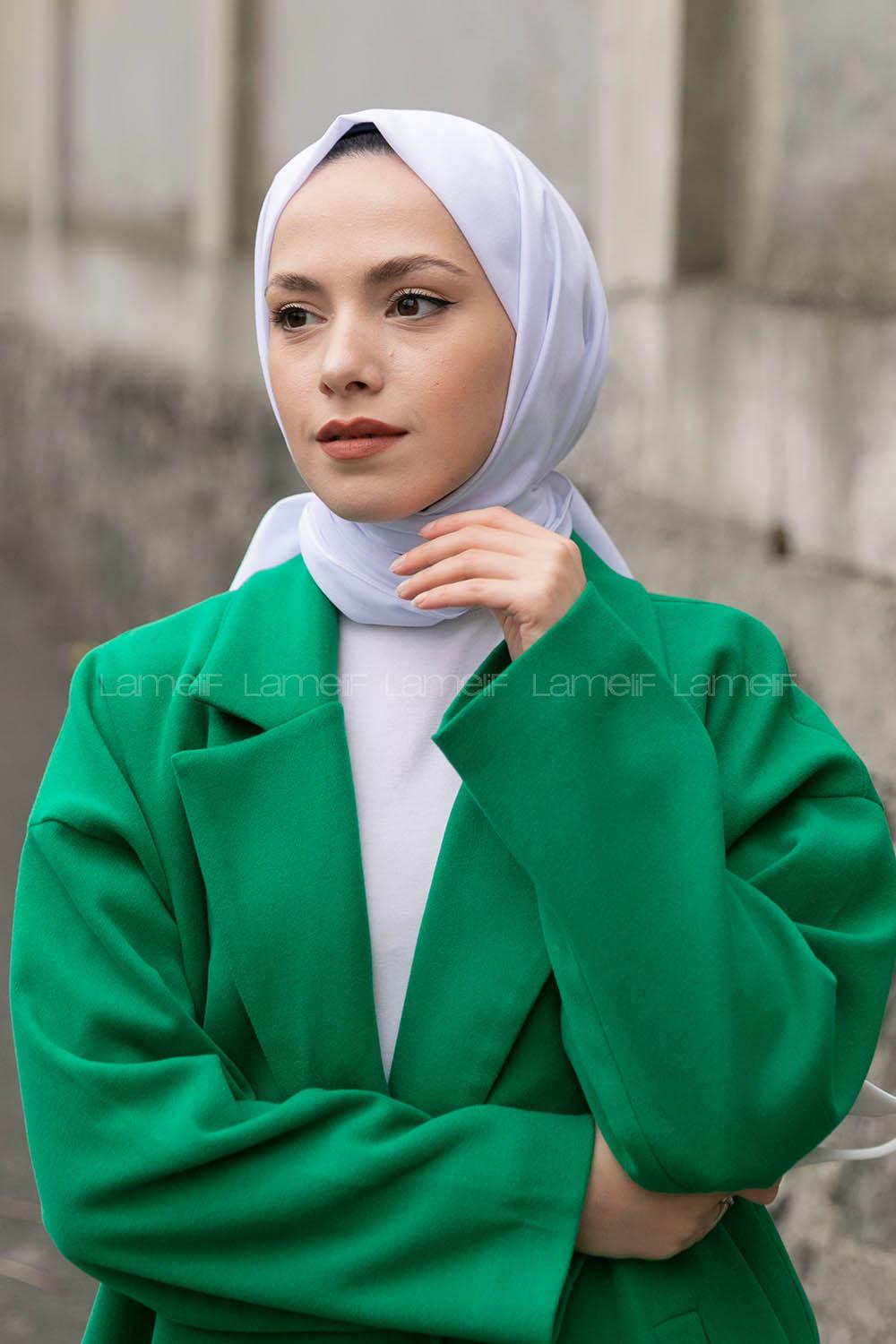 Lamelif Beyaz Keten Şal