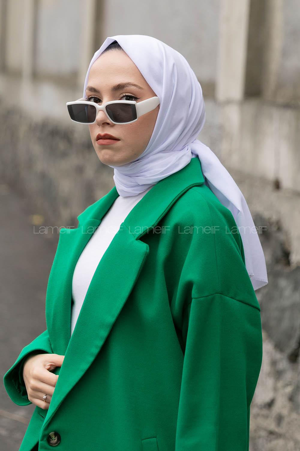 Lamelif Beyaz Keten Şal