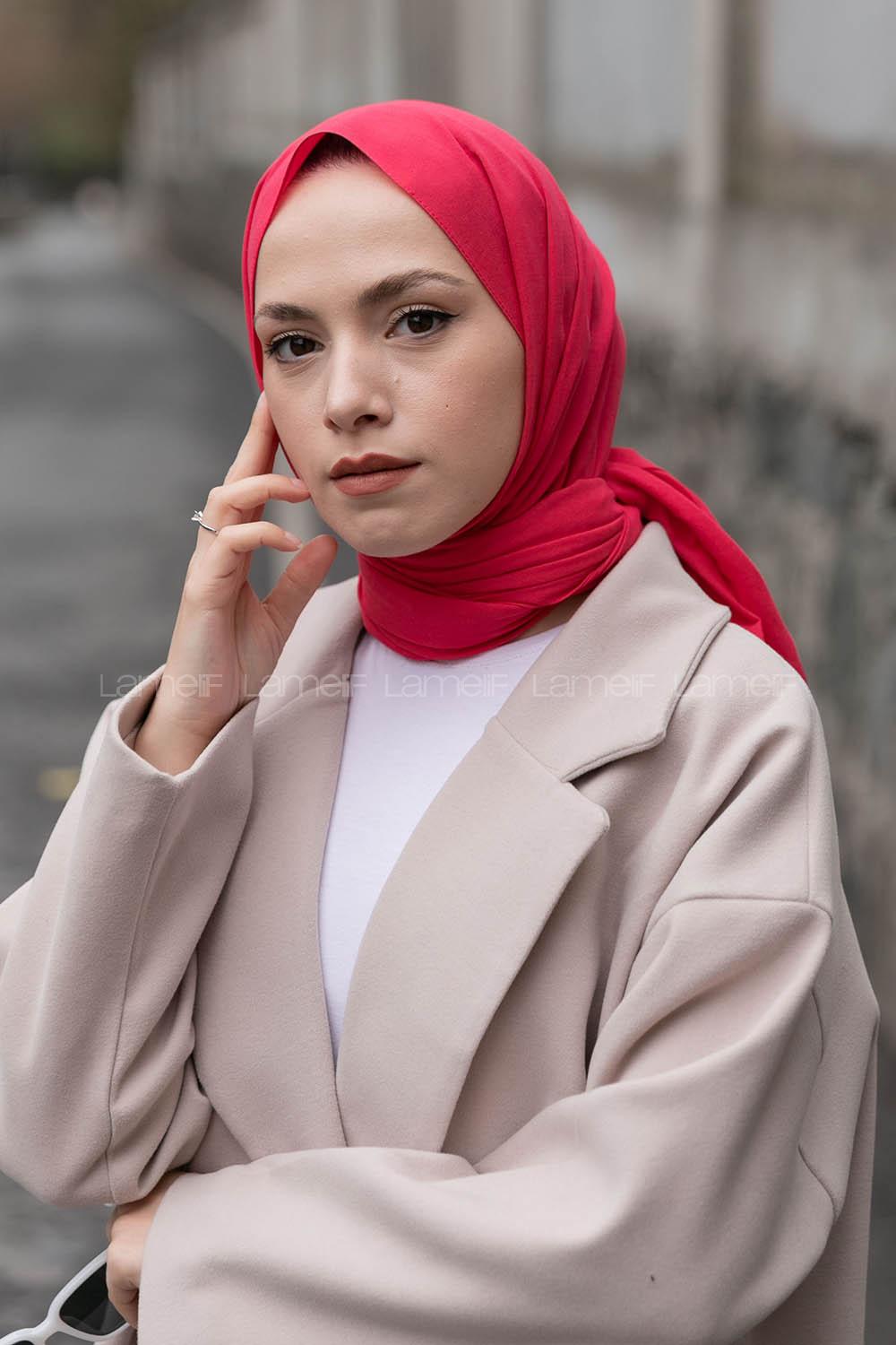Dark Pink Linen Straight Shawl