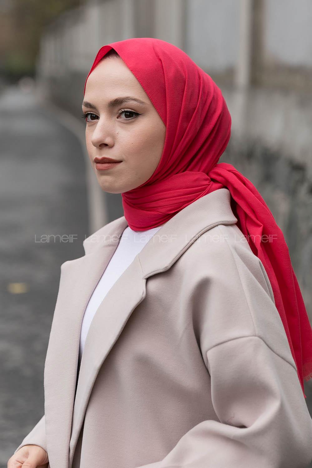 Dark Pink Linen Straight Shawl