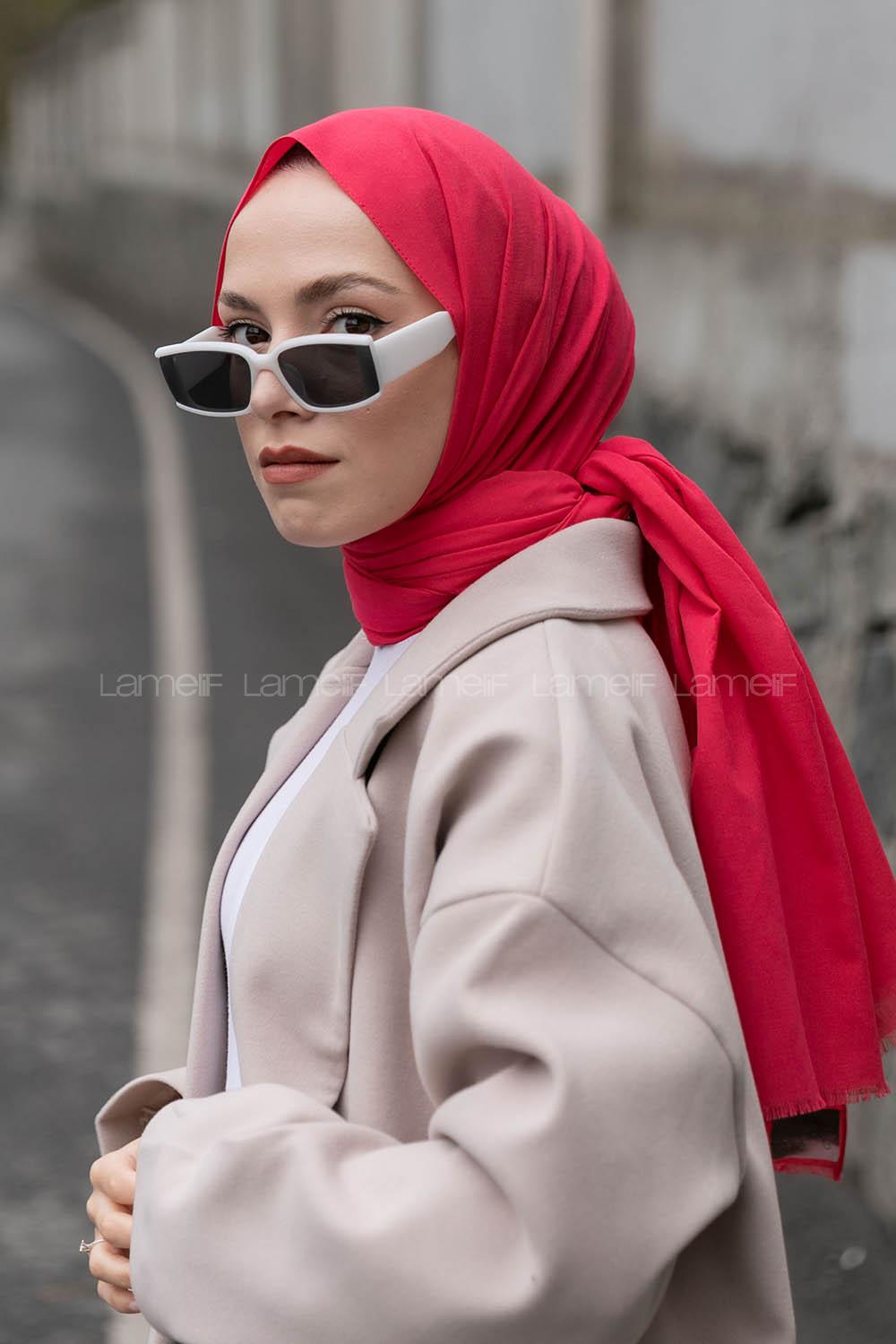 Dark Pink Linen Straight Shawl