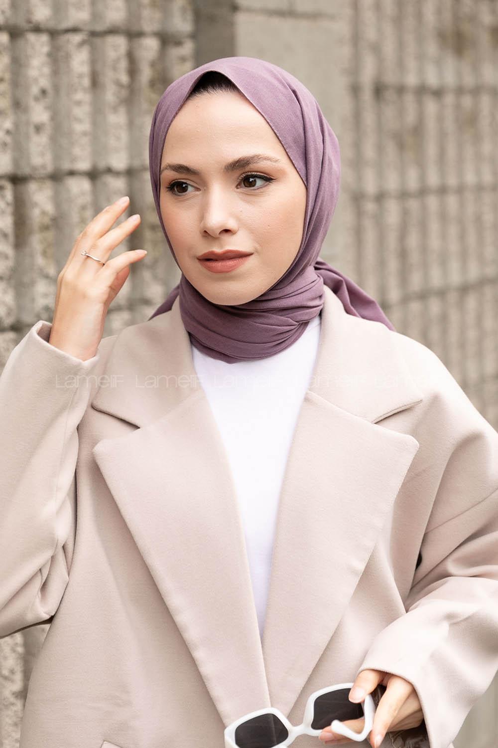Lamelif Lila Keten Şal