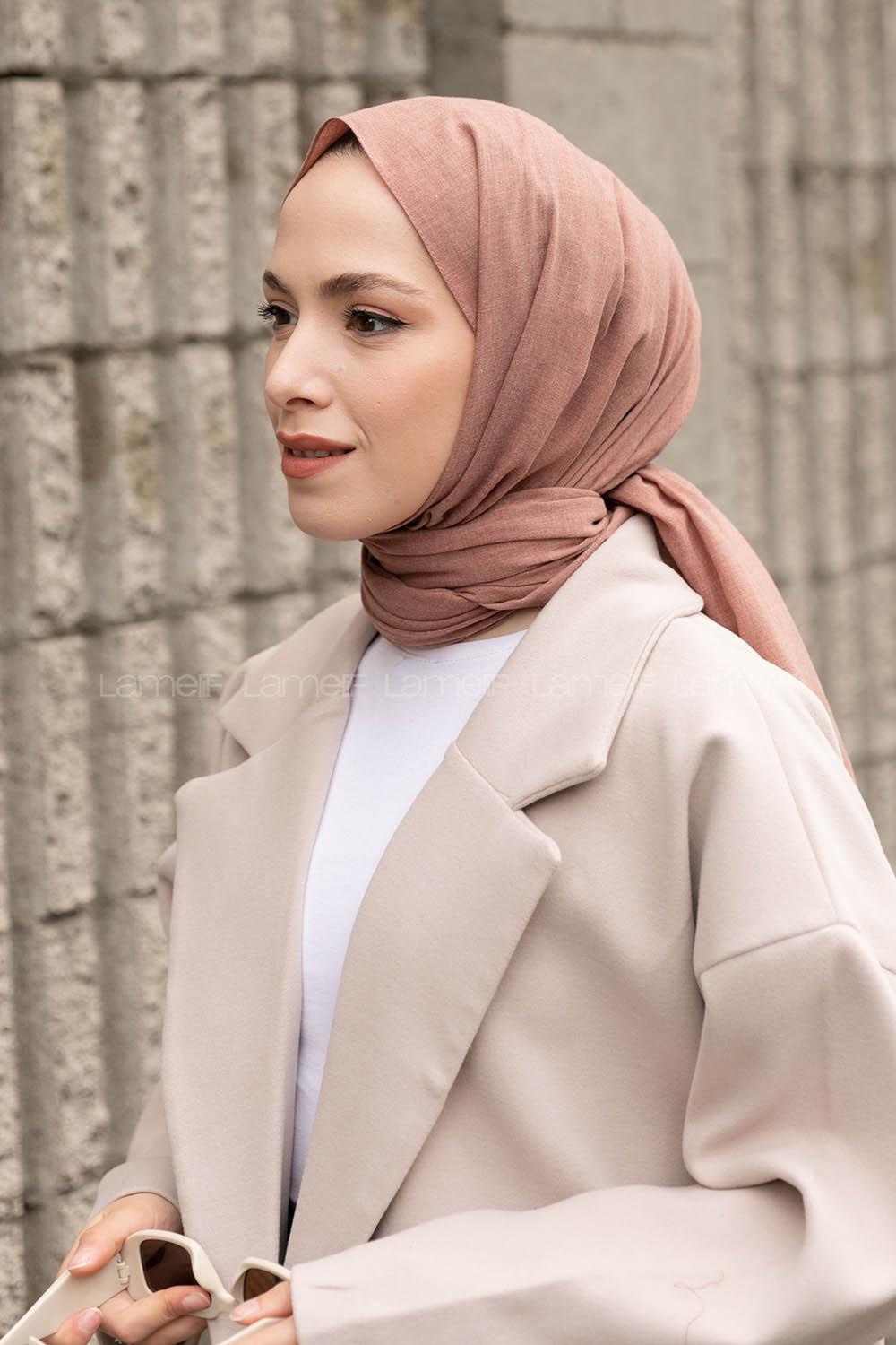 Lamelif Şeftali Keten Şal