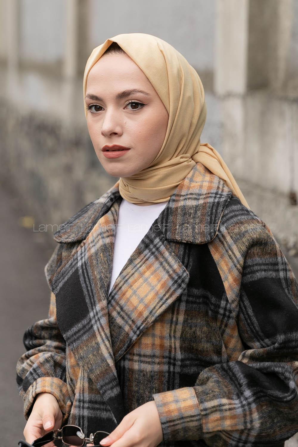 Lamelif Sarı Keten Şal