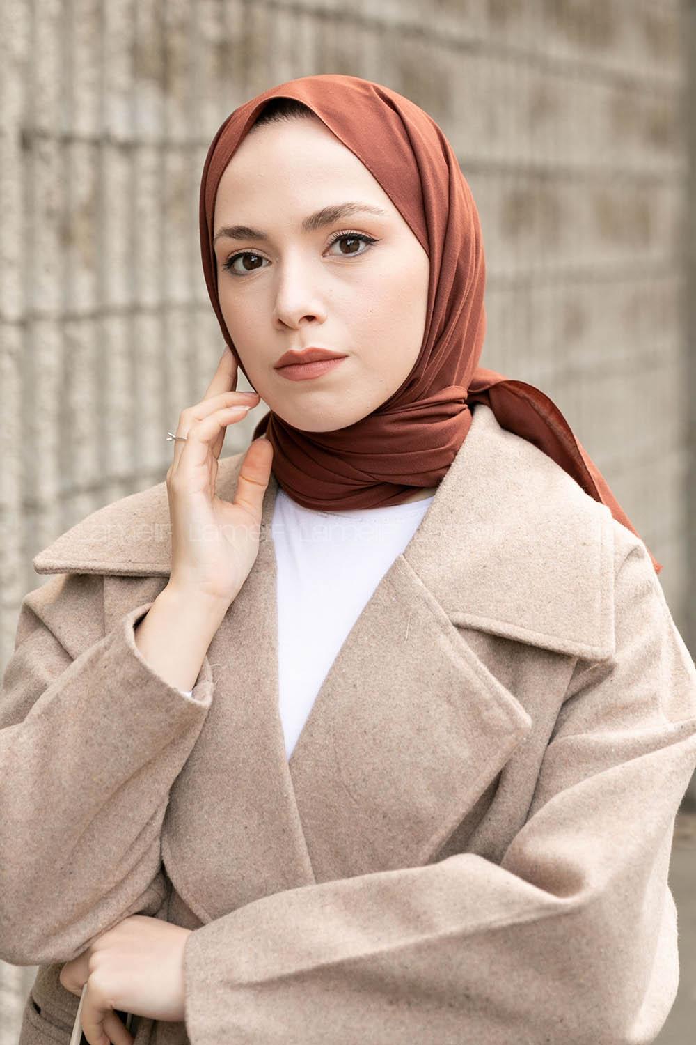 Lamelif Sıcak Çikolata Keten Şal