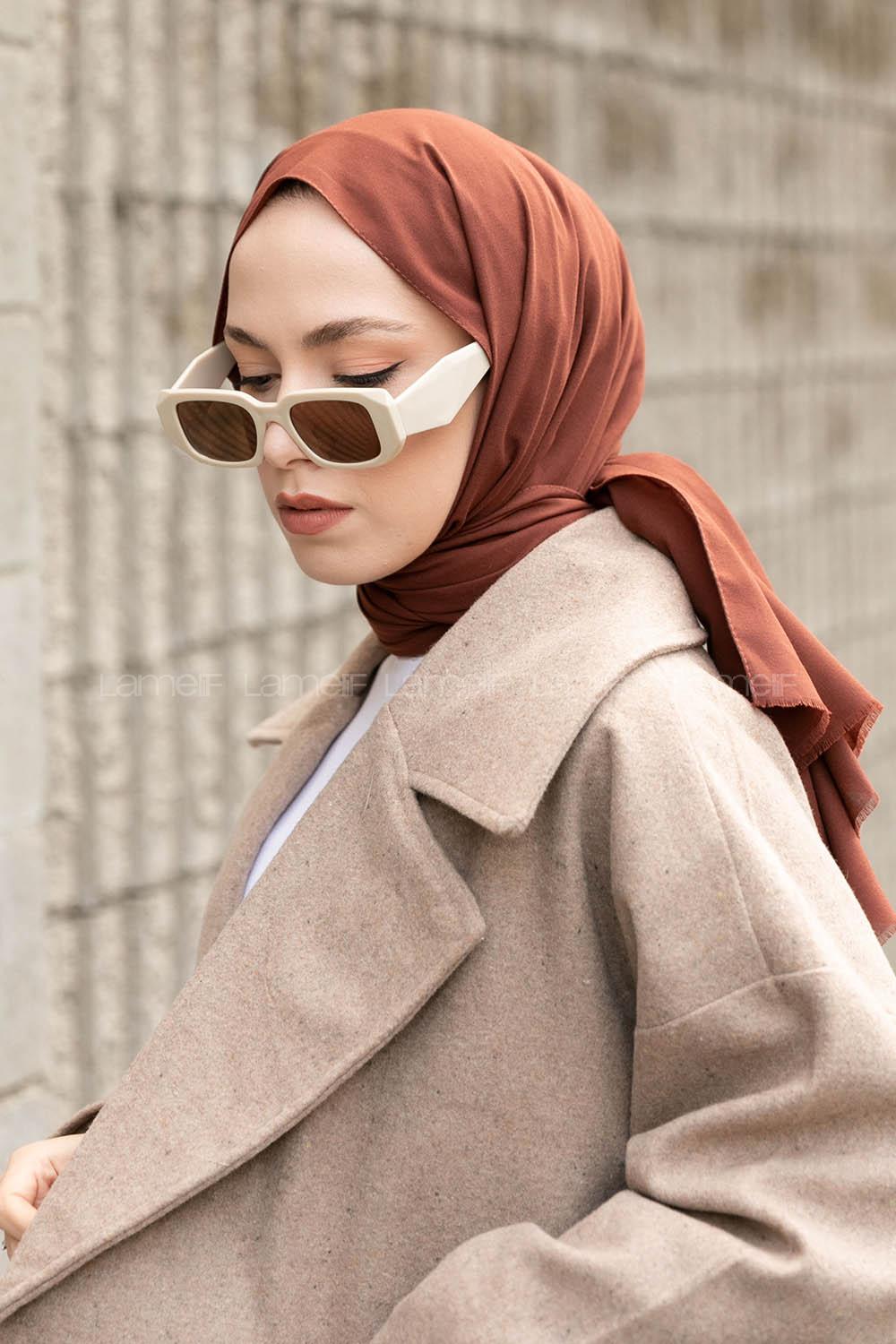 Lamelif Sıcak Çikolata Keten Şal