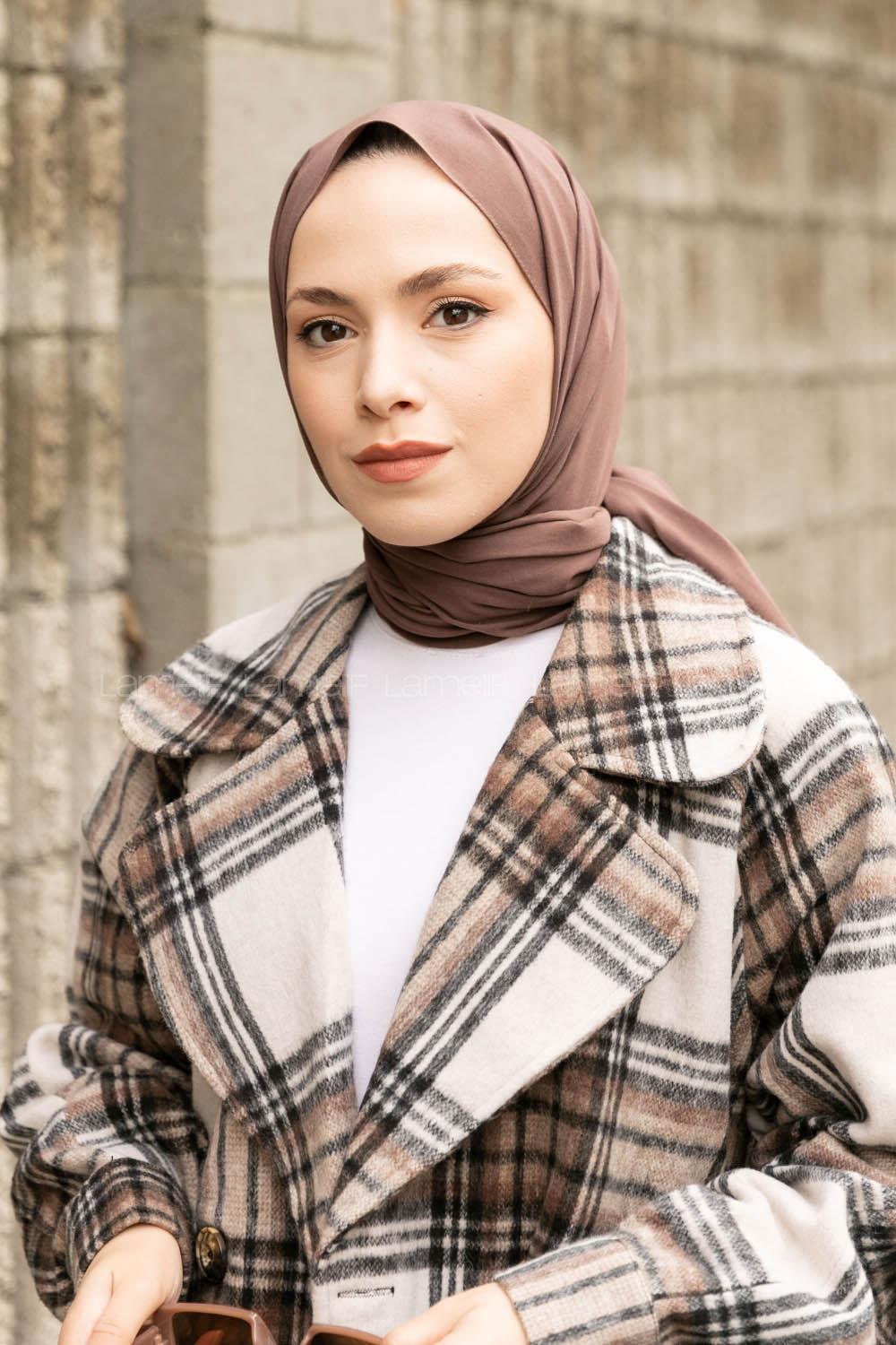 Lamelif Soft Kahve Keten Şal