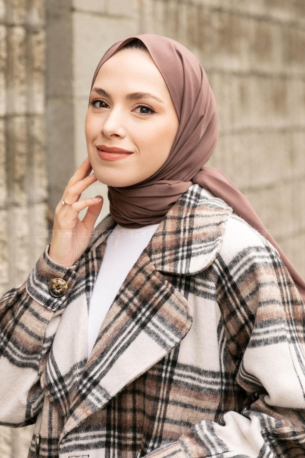 Lamelif Soft Kahve Keten Şal