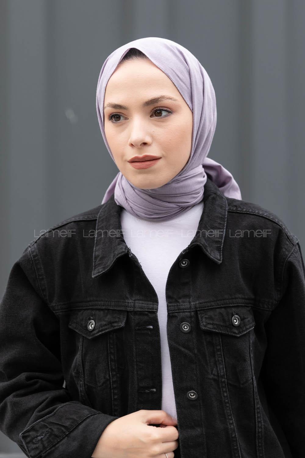 Lamelif Kırçılı Açık Lila  Keten Şal