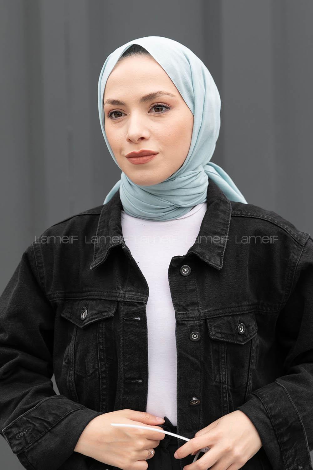 Lamelif Mint Mavisi Keten Şal