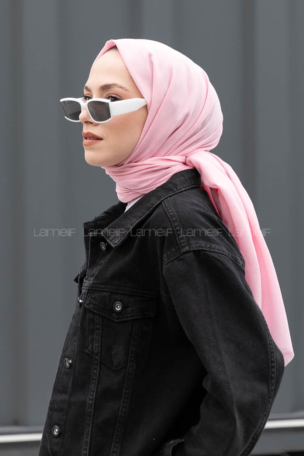 Lamelif Keten Şal Şeker Pembe