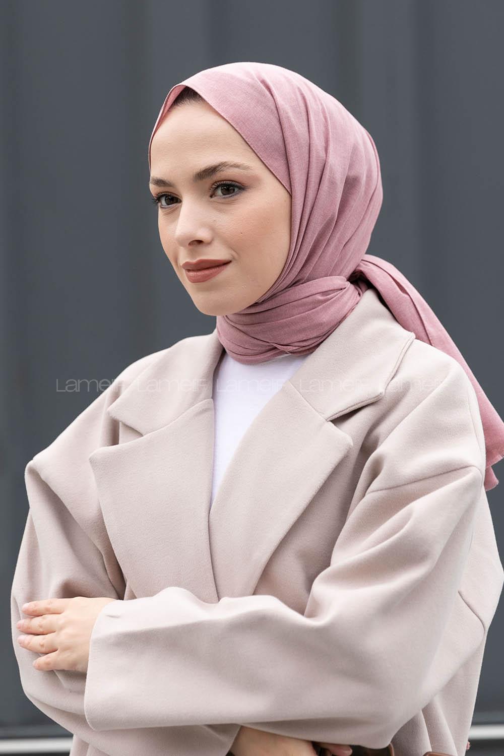 Lamelif Kırçıllı Pudra Keten Şal