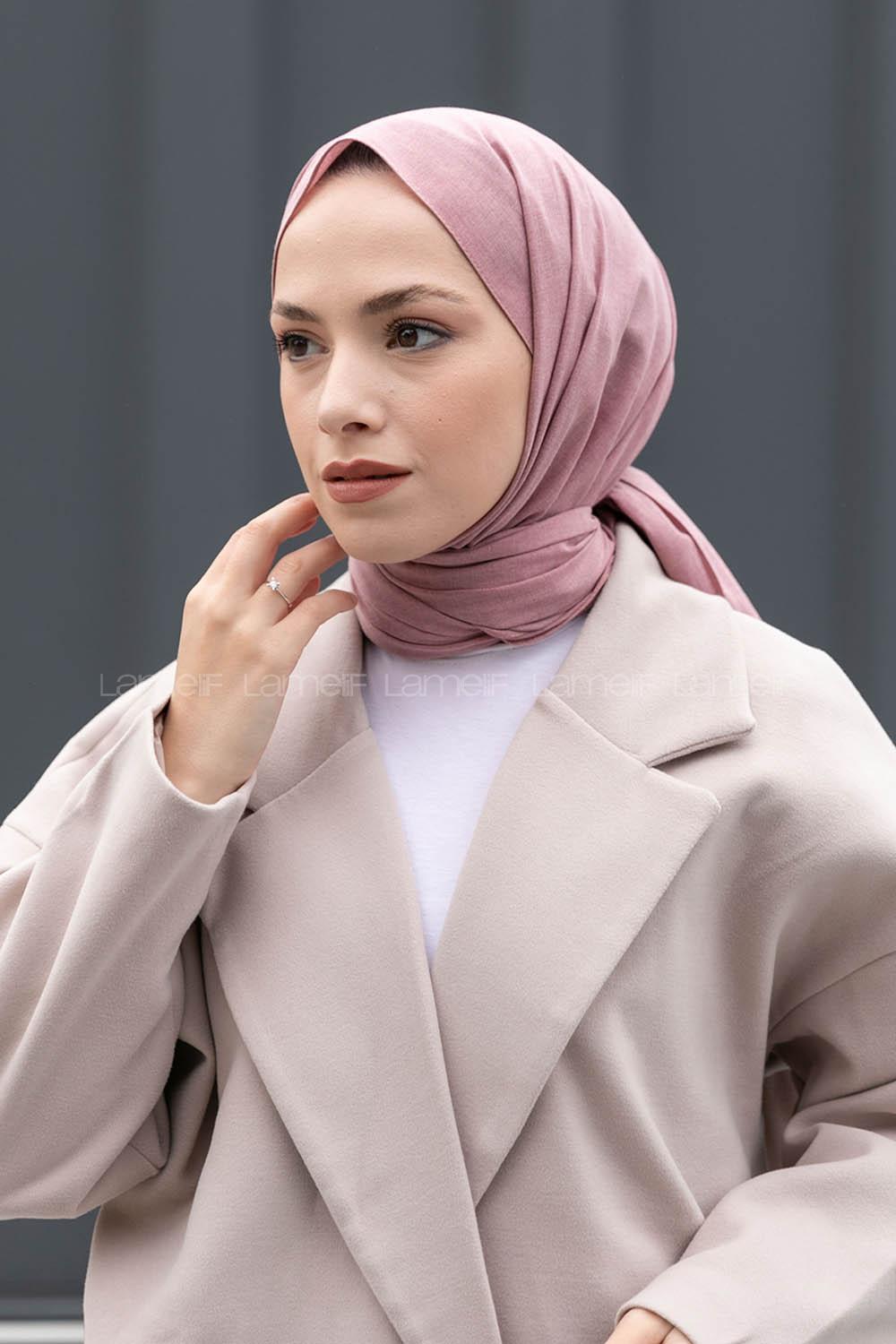 Lamelif Kırçıllı Pudra Keten Şal