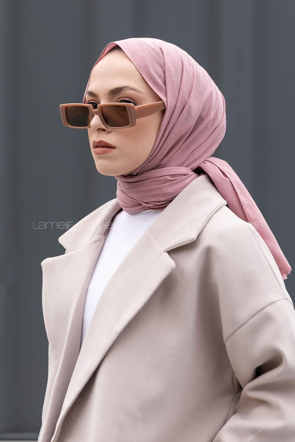 Lamelif Kırçıllı Pudra Keten Şal