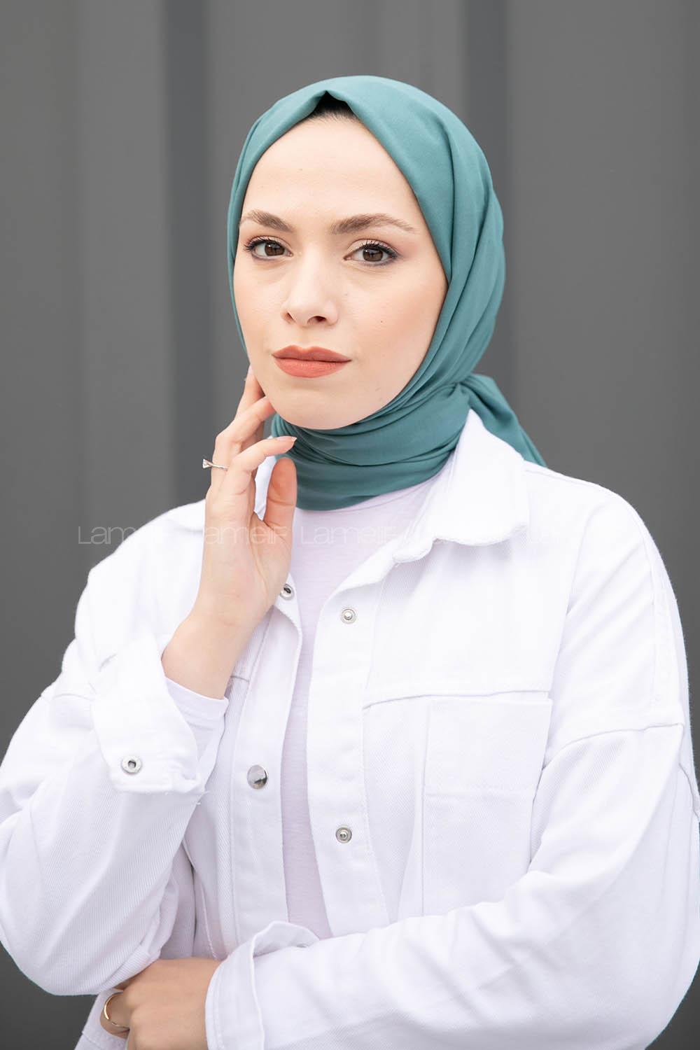 Lamelif Pastel Yeşili İnce Keten Şal