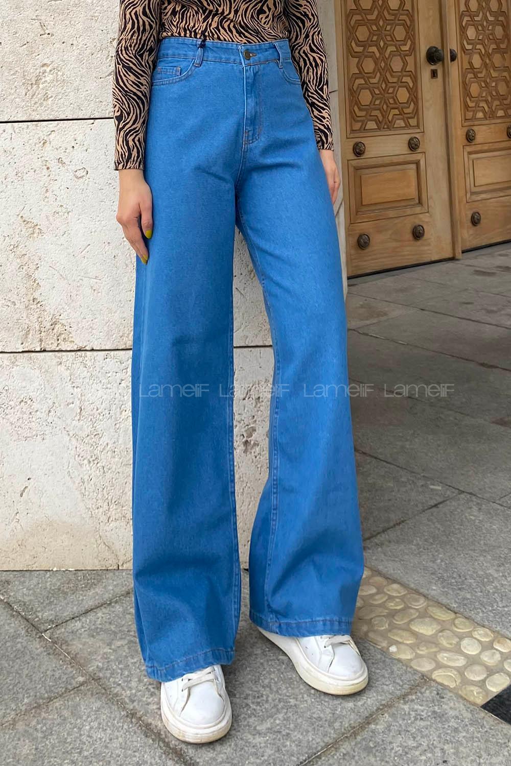 Lamelif Boyfriend Bol Paça Pantolon Mavi