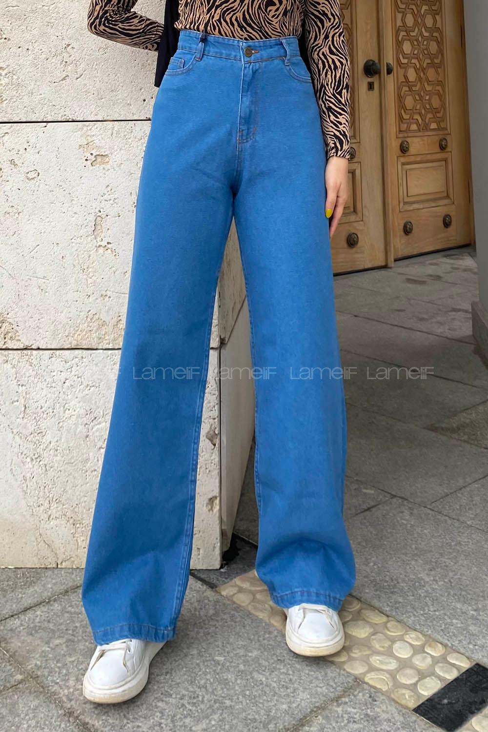 Lamelif Boyfriend Bol Paça Pantolon Mavi