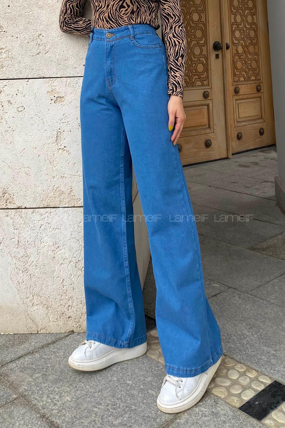 Lamelif Boyfriend Bol Paça Pantolon Mavi