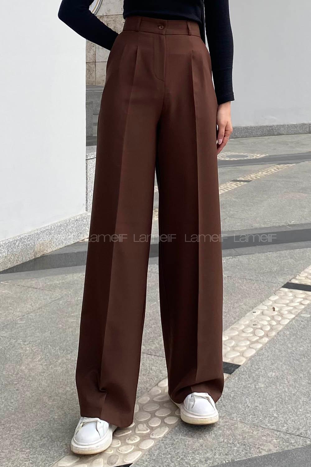 Bitter Brown Cotton Fabric High Waist Comfortable Pants