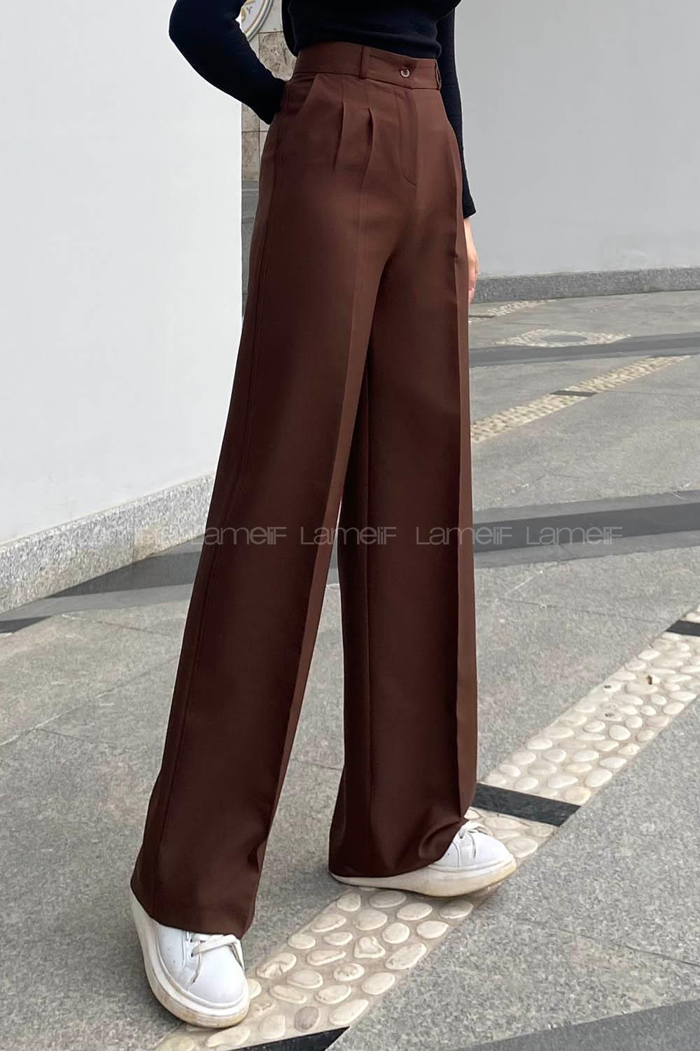 Bitter Brown Cotton Fabric High Waist Comfortable Pants