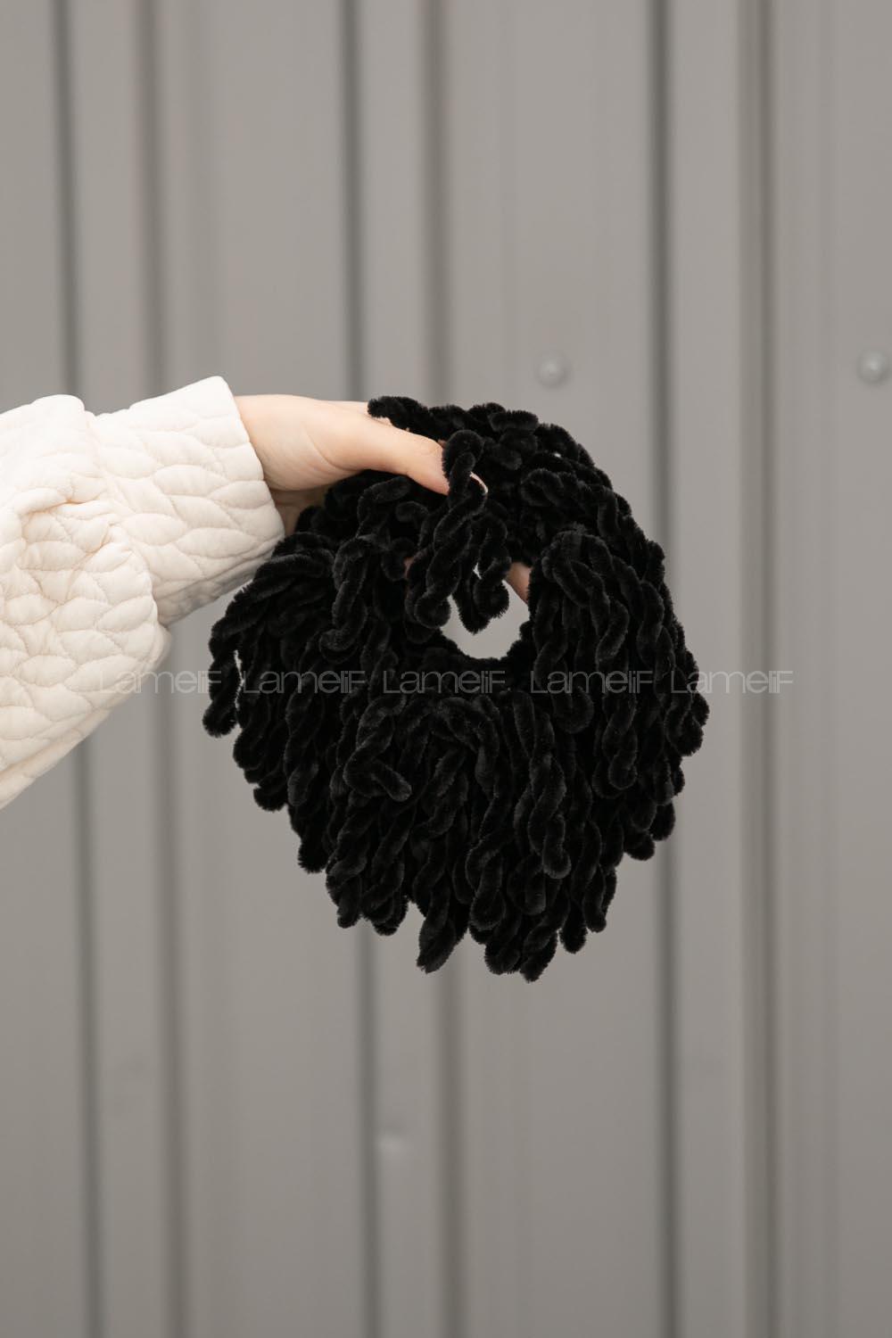 Lamelif Kadife Topuz Toka Siyah