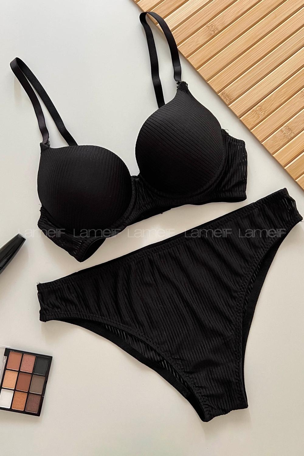 Black Cotton Fabric Underwire Support Bralet