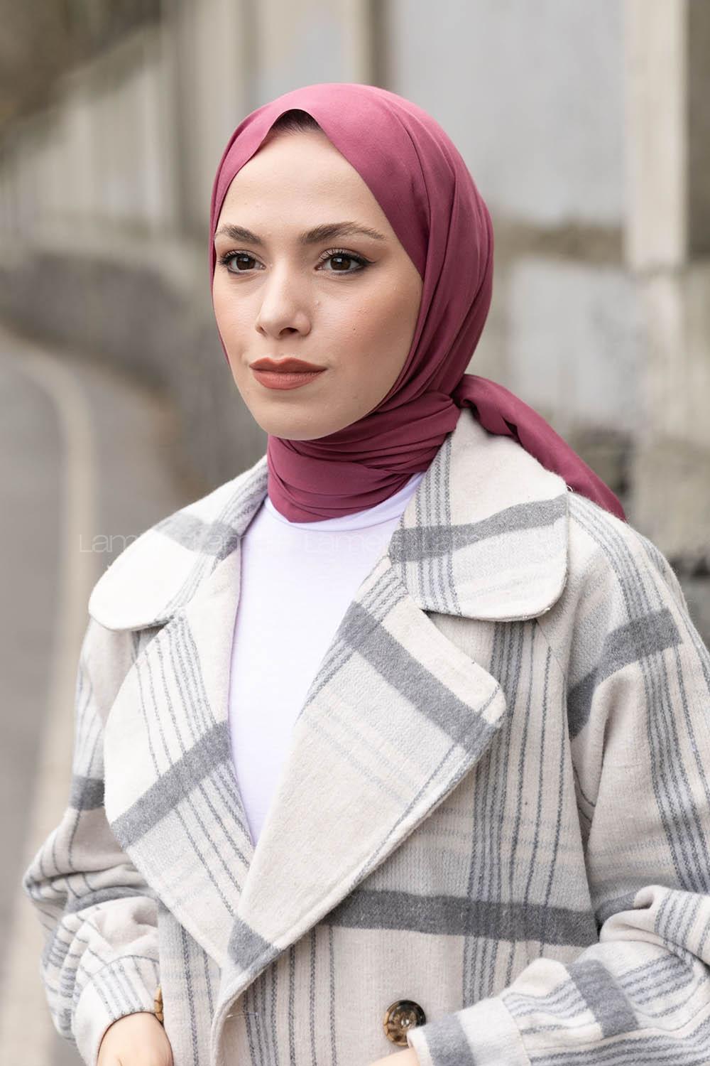 Lamelif Fuşya Pembe İnce Keten Şal