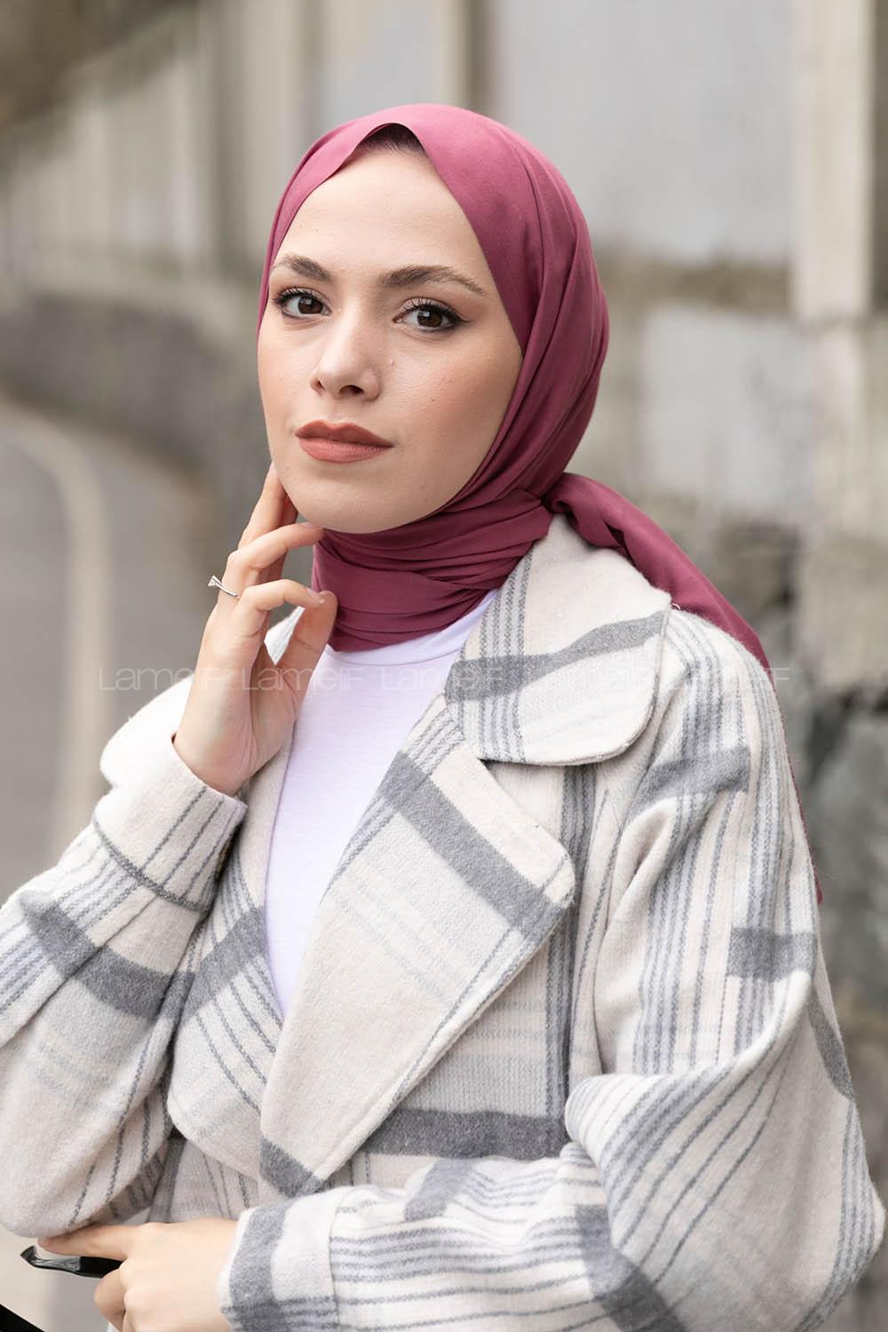 Lamelif Fuşya Pembe İnce Keten Şal