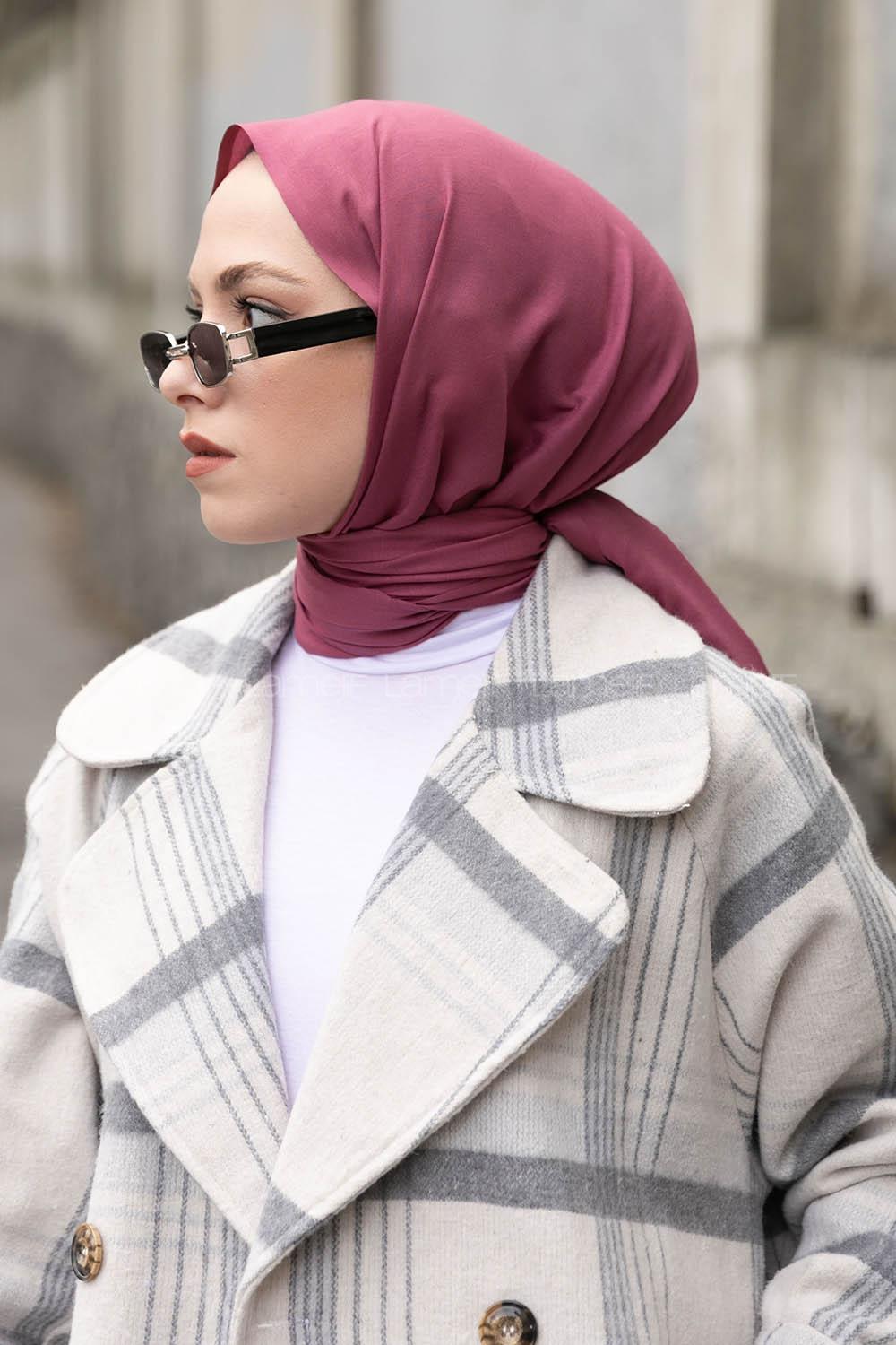 Lamelif Fuşya Pembe İnce Keten Şal