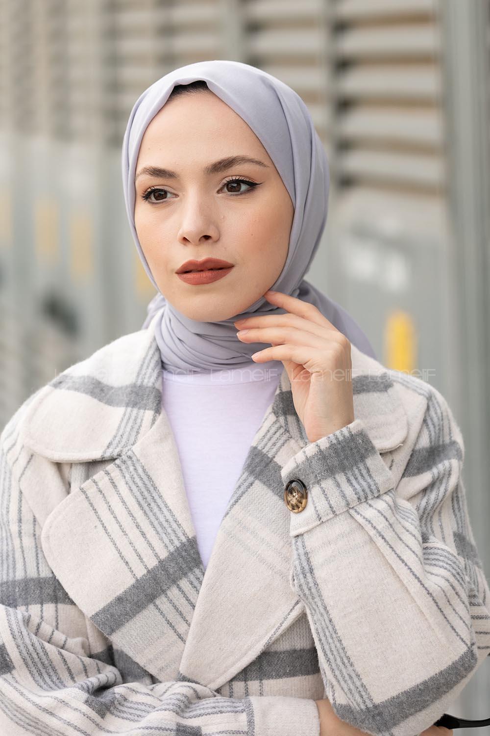 Lamelif Buz Gri İnce Keten Şal