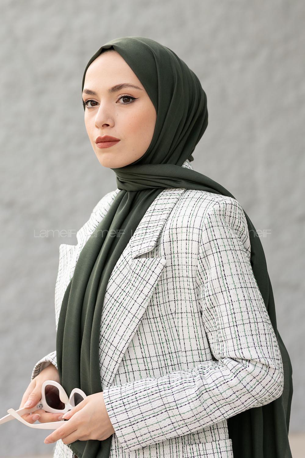 Lamelif Cam Yeşili İnce Keten Şal