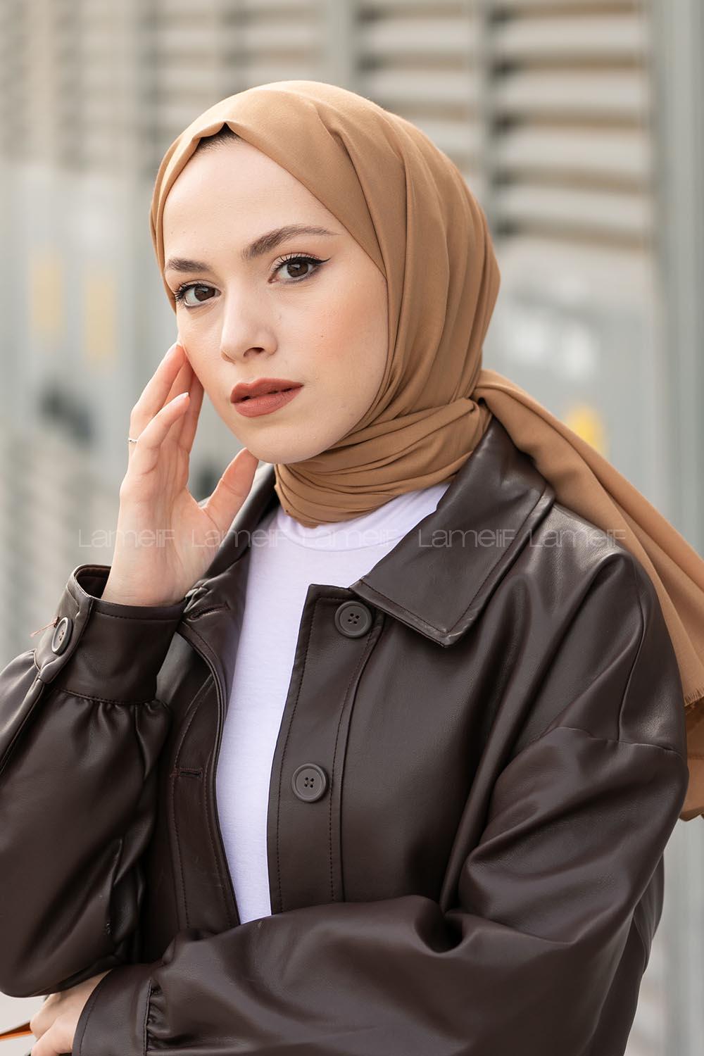 Lamelif Camel İnce Keten Şal