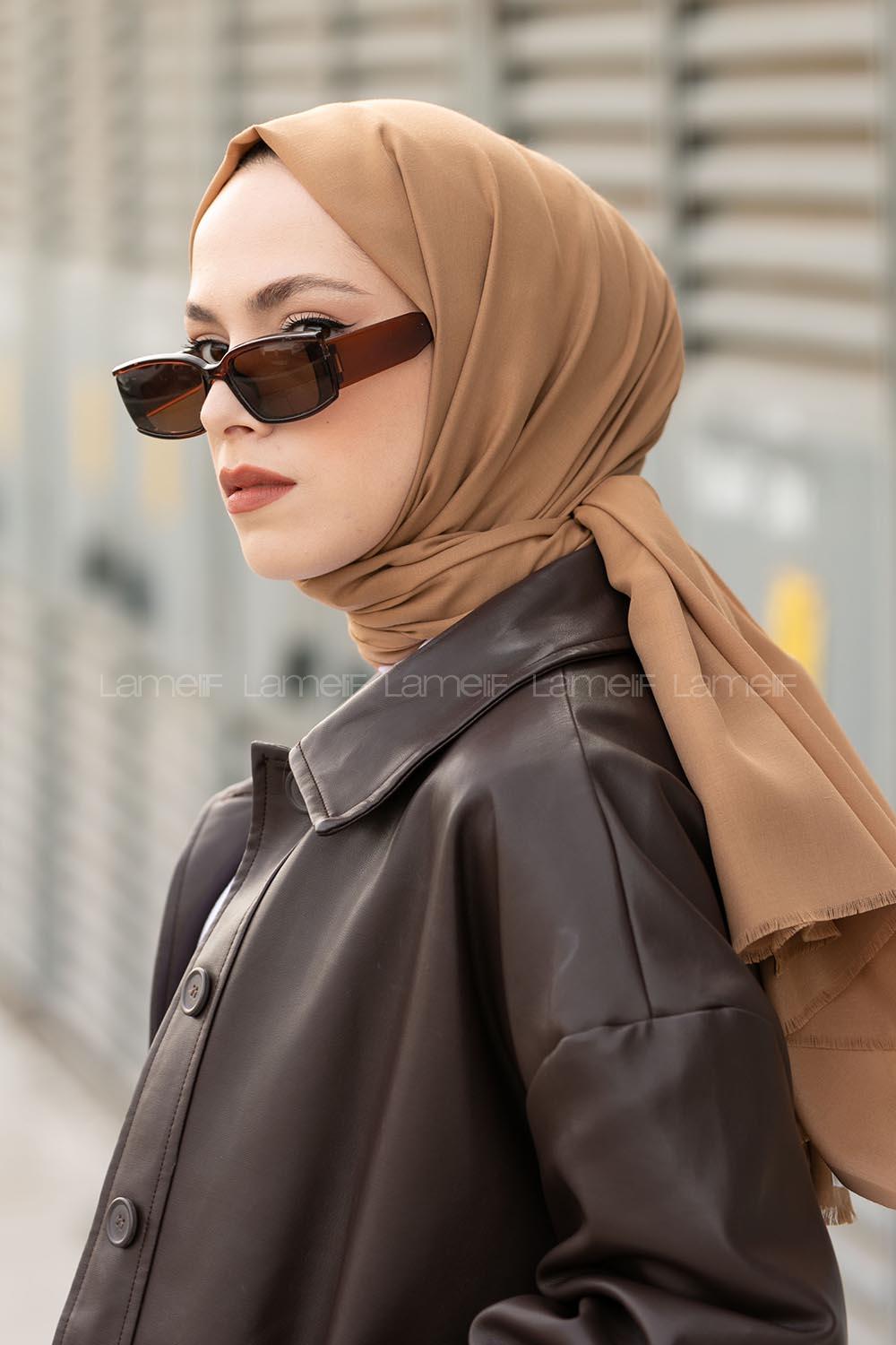 Lamelif Camel İnce Keten Şal