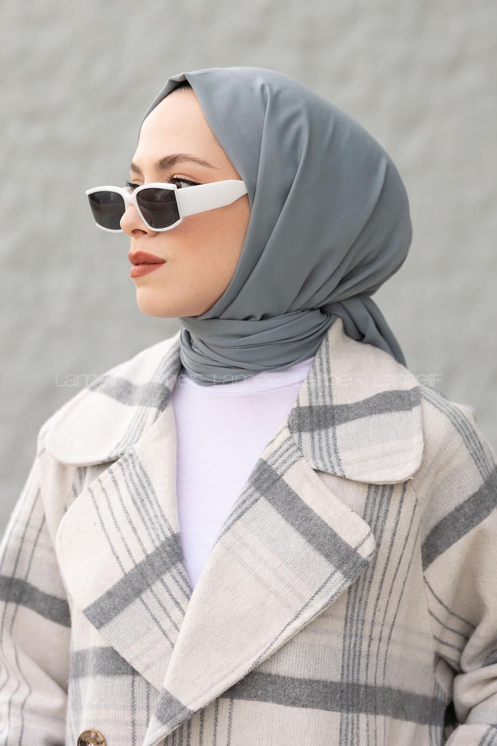 Lamelif Koyu Gri İnce Keten Şal