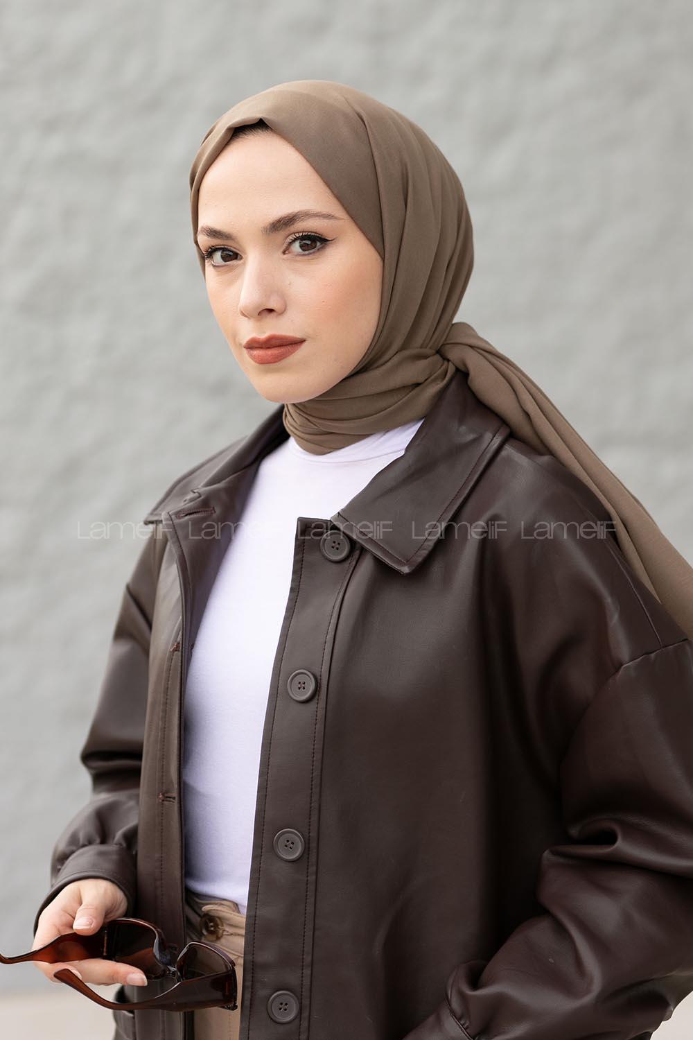 Lamelif Küf Yeşili İnce Keten Şal