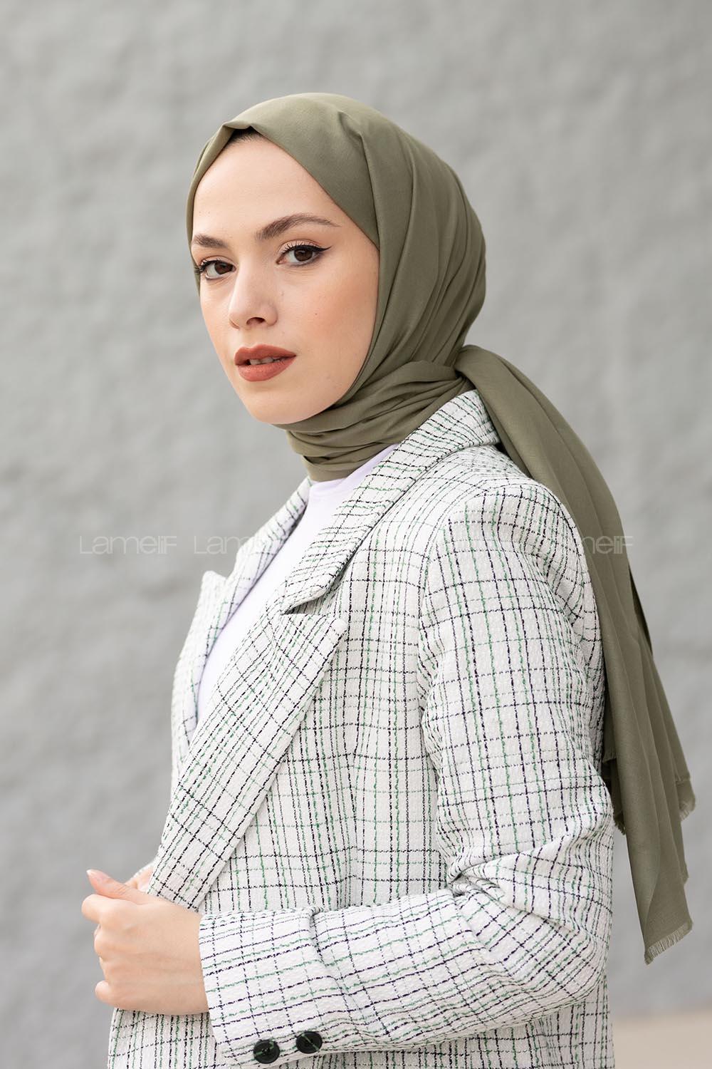 Lamelif Mint Yeşili İnce Keten Şal