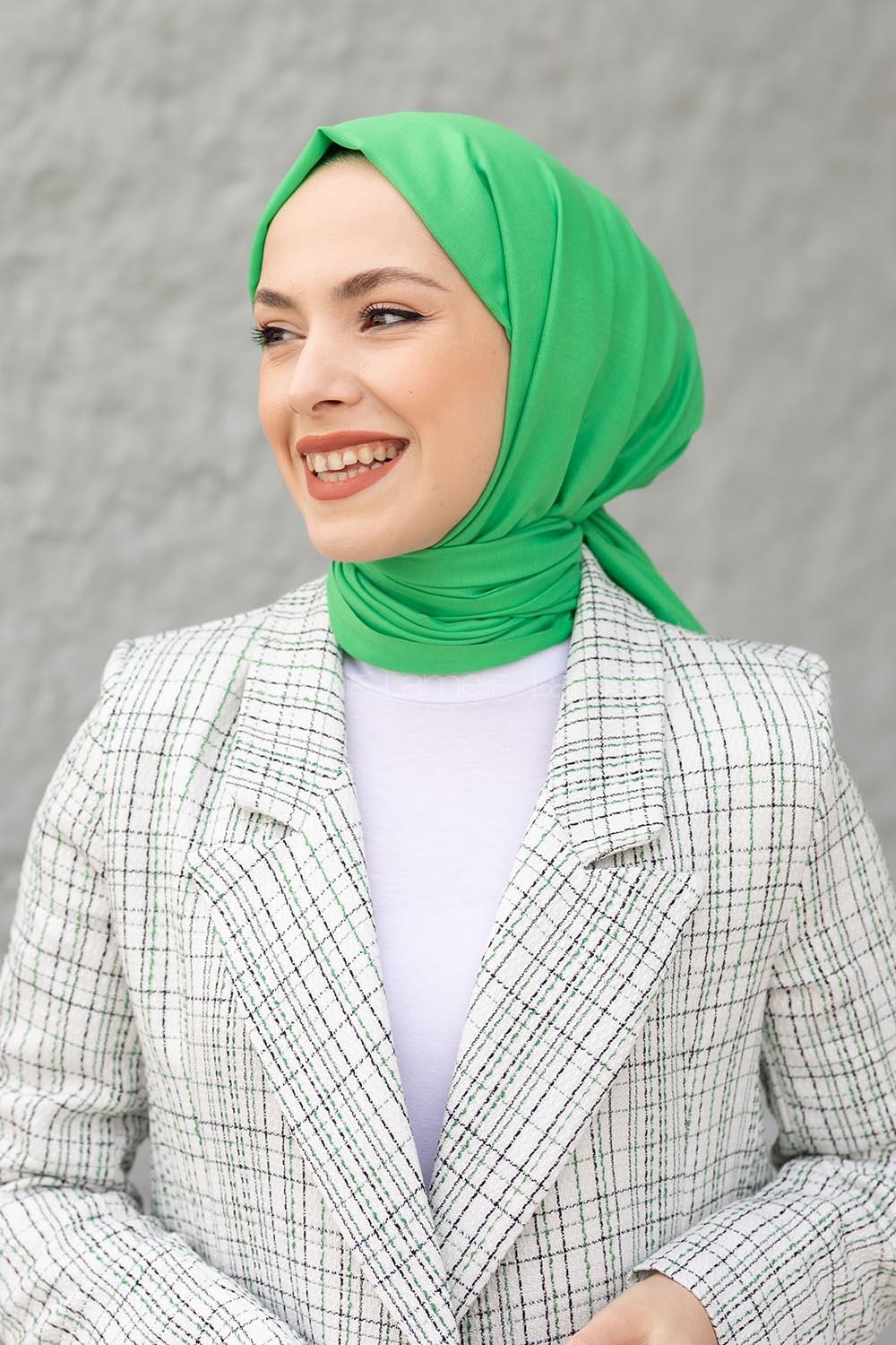 Lamelif Yeşil İnce Keten Şal