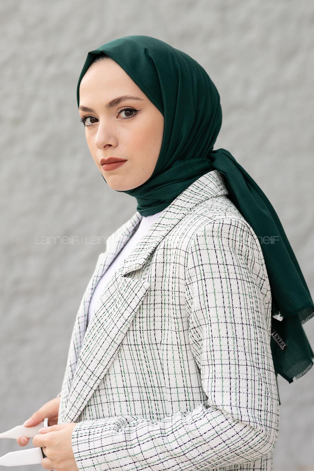 Lamelif Zümrüt İnce Keten Şal