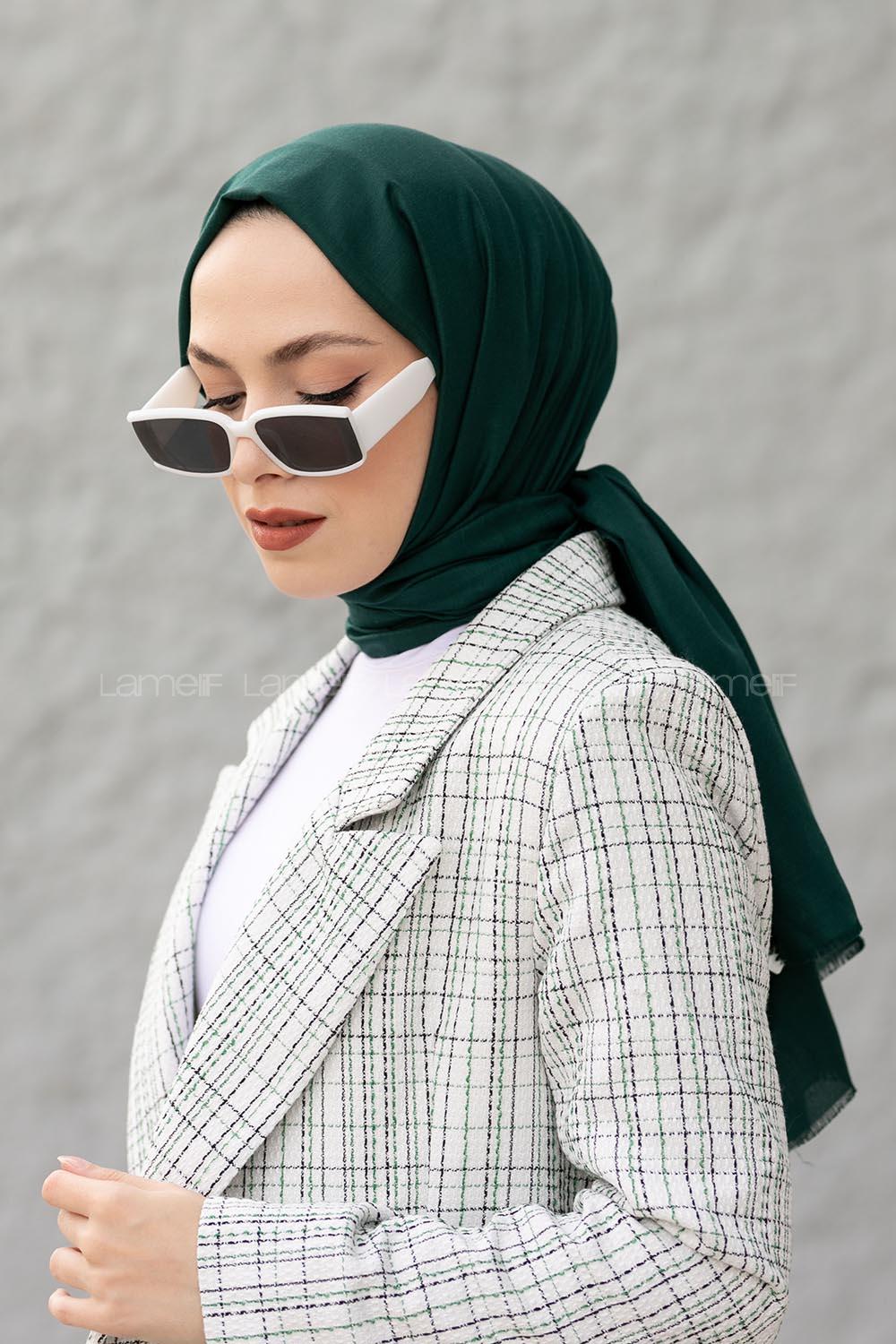 Lamelif Zümrüt İnce Keten Şal