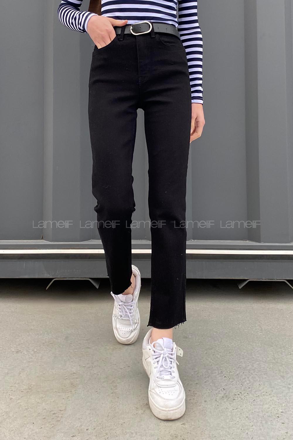 Black Cotton Denim High Waist Denim Pants