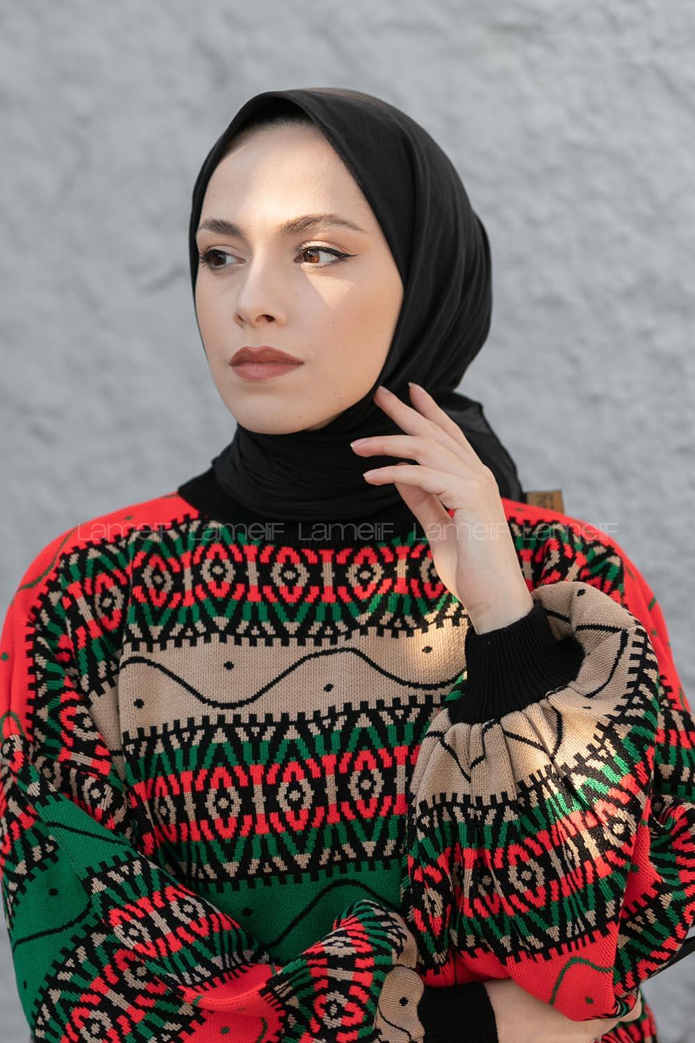 Lamelif Pamuk Vual Eşarp Siyah