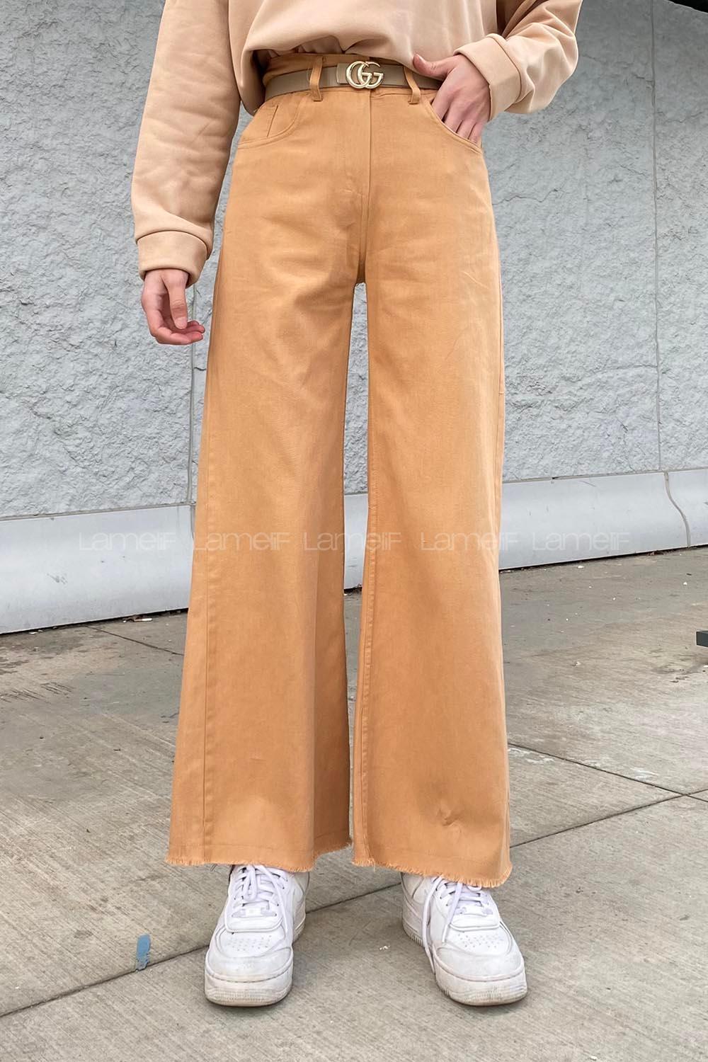 Camel Linen High Waist Linen Pants