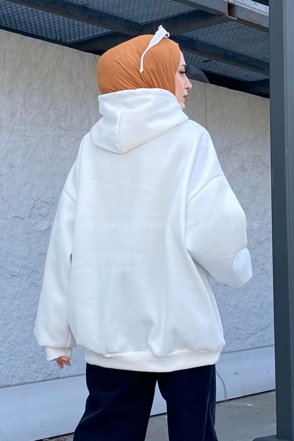 Lamelif Sacramento Baskılı Oversize Sweatshirt Beyaz