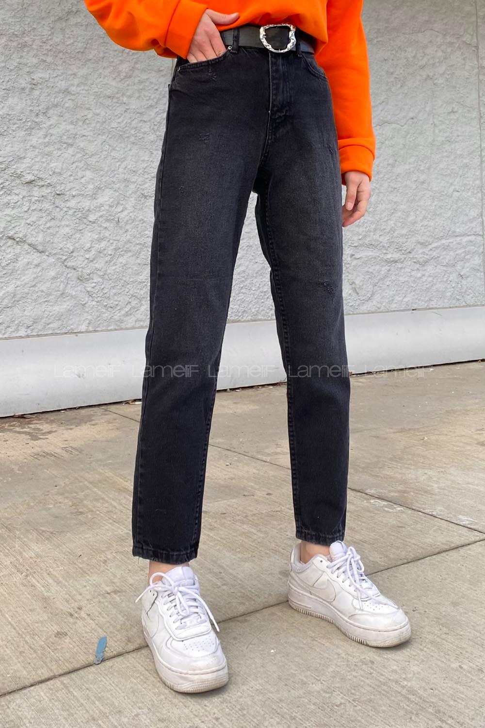 Smoked Cotton High Waist Denim Pants