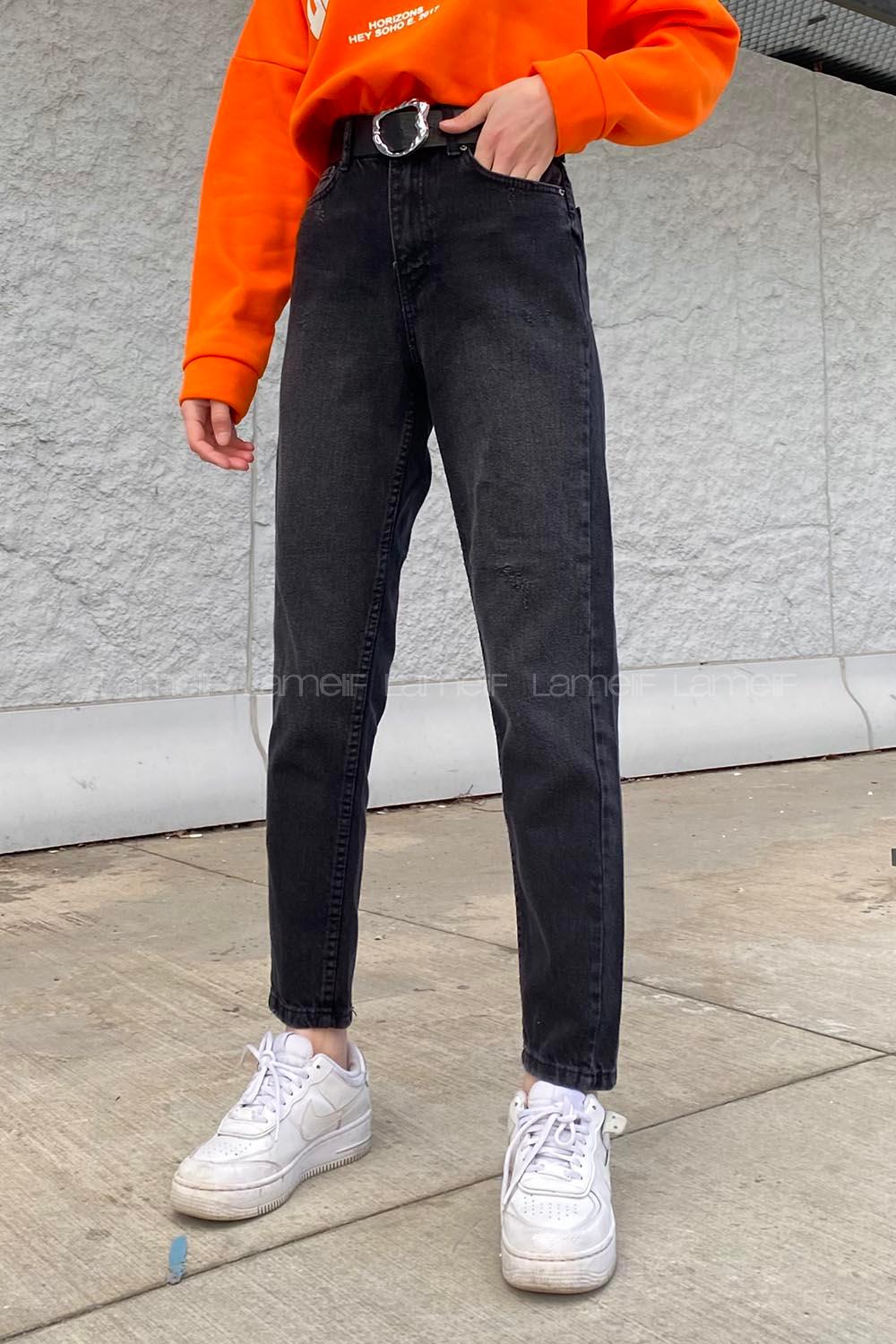 Smoked Cotton High Waist Denim Pants