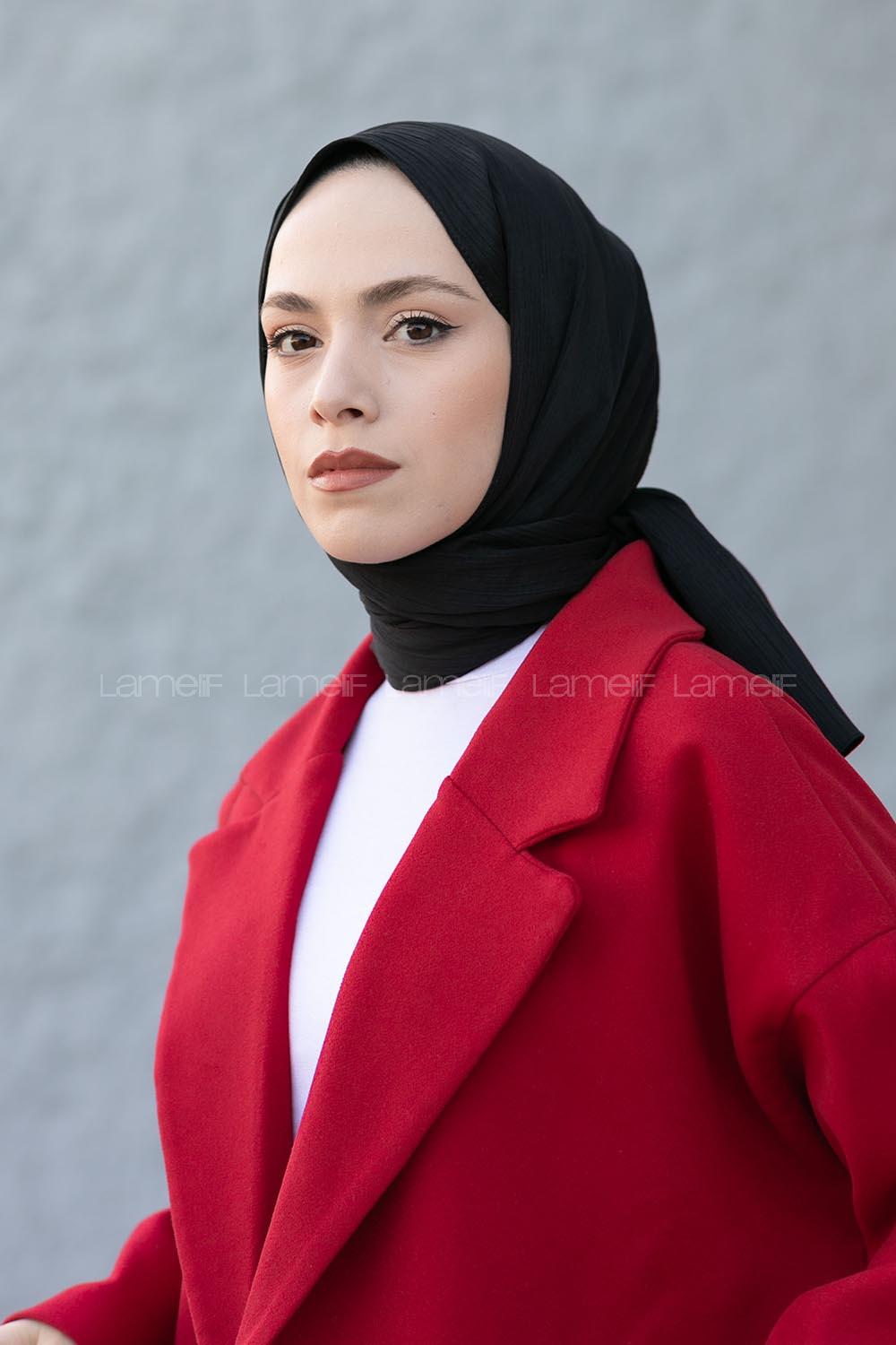 Black Cotton Fabric Viscose Fabric Striped Straight Shawl